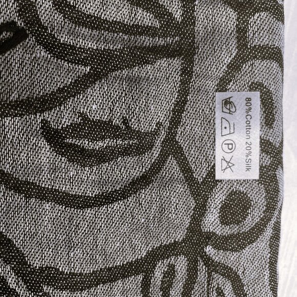 New Irish Cotton and Silk Scarf — Grey Abstract Pattern - Picture 3 of 8